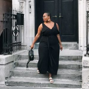 Black Ruffle Wrap Jumpsuit